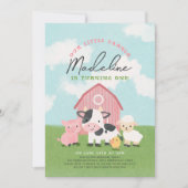 Invitation d'anniversaire de la ferme pour filles (Devant)
