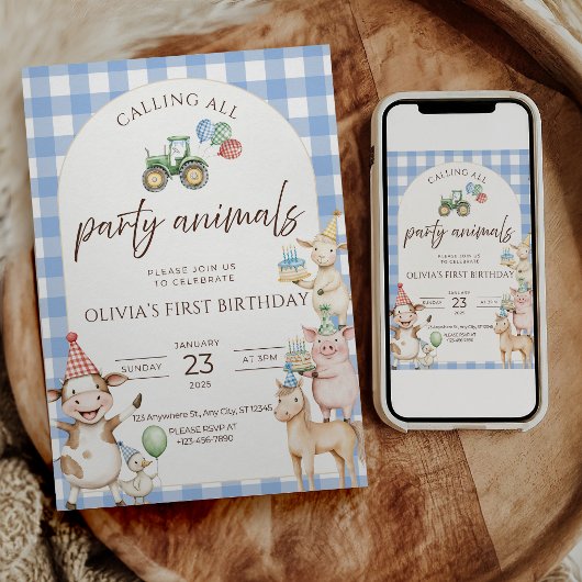 Invitation d'anniversaire de la ferme pour les ani