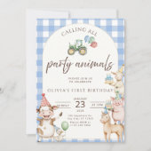 Invitation d'anniversaire de la ferme pour les ani (Devant)