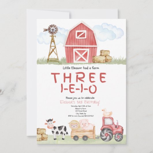 Invitation d'anniversaire de la ferme Trois-E-E-I- (Devant)