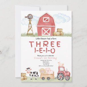 Invitation d'anniversaire de la ferme Trois-E-E-I-