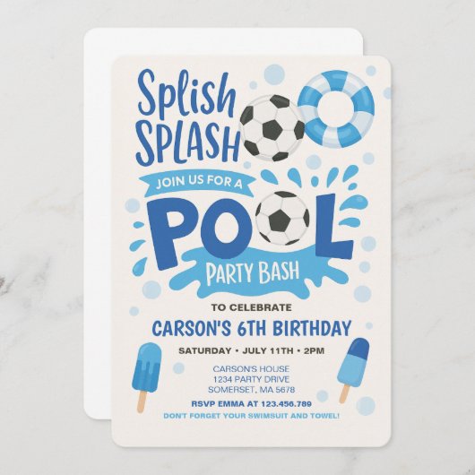 Invitation d'anniversaire de la fête de billard de (Devant / Derrière)