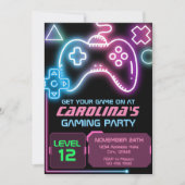 Invitation d'anniversaire de la fête de jeu (Devant)