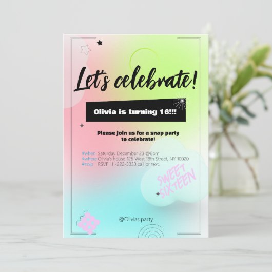 Invitation d'anniversaire de la fête de la couleur (Debout devant)