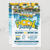 Invitation d'anniversaire de la fête de la piscine (Devant / Derrière)