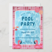 Invitation d'anniversaire de la fête de la piscine (Devant)