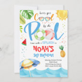 Invitation d'anniversaire de la fête de la piscine (Devant)