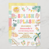 Invitation d'anniversaire de la fête de la piscine (Devant / Derrière)