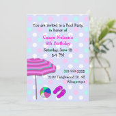 Invitation d'anniversaire de la fête de la piscine (Debout devant)