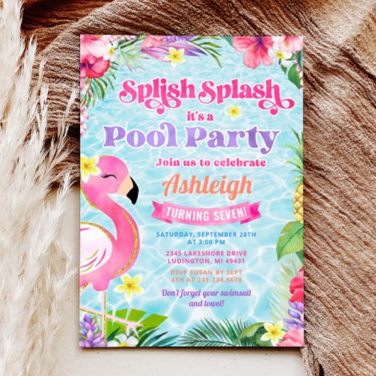 Invitation d'anniversaire de la fête de la piscine