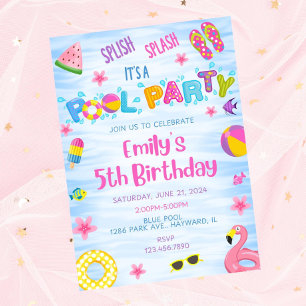 Invitation d'anniversaire de la fête de la piscine