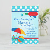 Invitation d'anniversaire de la fête de la piscine (Debout devant)