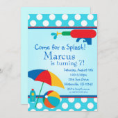 Invitation d'anniversaire de la fête de la piscine (Devant / Derrière)