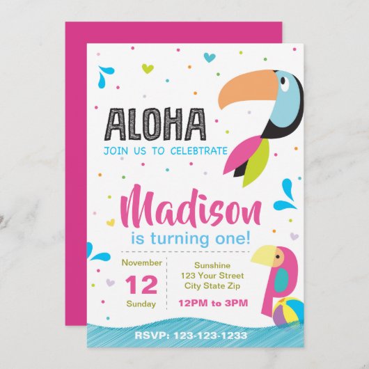 Invitation d'anniversaire de la fête de la piscine (Devant / Derrière)