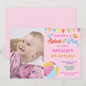 Invitation d'anniversaire de la fête de la piscine (Devant / Derrière)