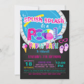 Invitation d'anniversaire de la fête de la piscine (Devant)