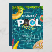 Invitation d'anniversaire de la fête de la piscine (Devant / Derrière)