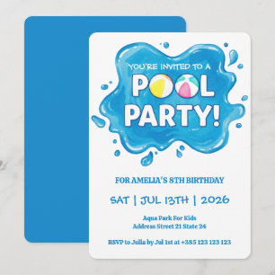 Invitation d'anniversaire de la fête de la piscine
