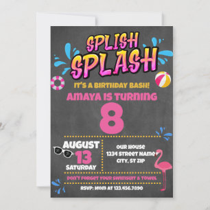 Invitation d'anniversaire de la fête de la piscine