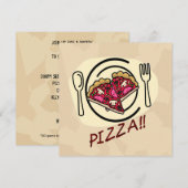 Invitation d'anniversaire de la fête de la pizza (Devant / Derrière)