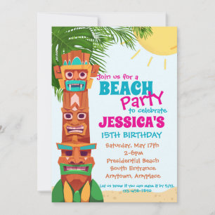 Invitation d'anniversaire de la fête de Tiki Beach