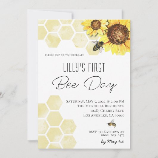 Invitation d'anniversaire de la fête des abeilles (Devant)