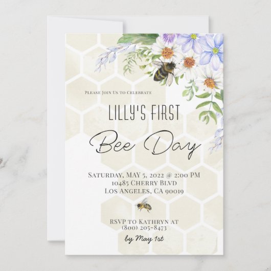 Invitation d'anniversaire de la fête des abeilles (Devant)