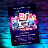 Invitation d'anniversaire de la fête des années 90