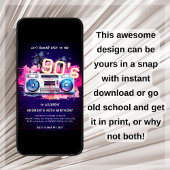 Invitation d'anniversaire de la fête des années 90