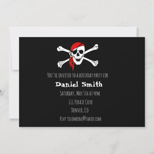 Invitation d'anniversaire de la fête des pirates (Devant)