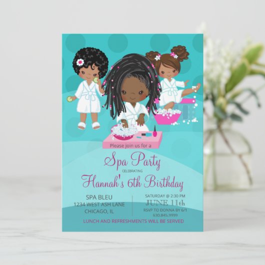 Invitation d'anniversaire de la fête des Spas afro (Debout devant)