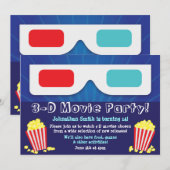 Invitation d'anniversaire de la fête du cinéma 3D (Devant / Derrière)