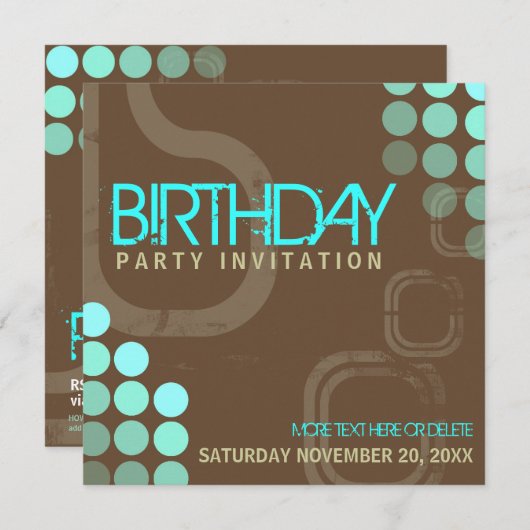 Invitation d'anniversaire de la fête Electro Retro (Devant / Derrière)