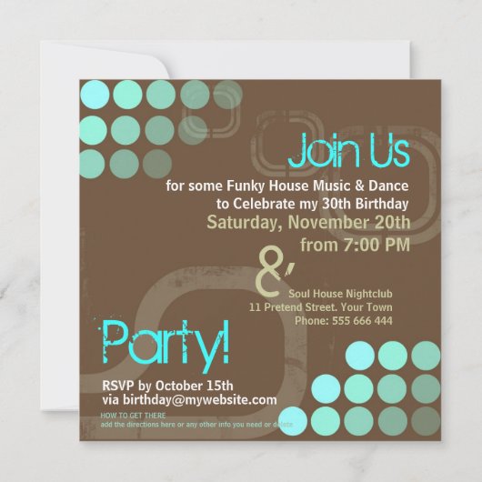 Invitation d'anniversaire de la fête Electro Retro (Dos)