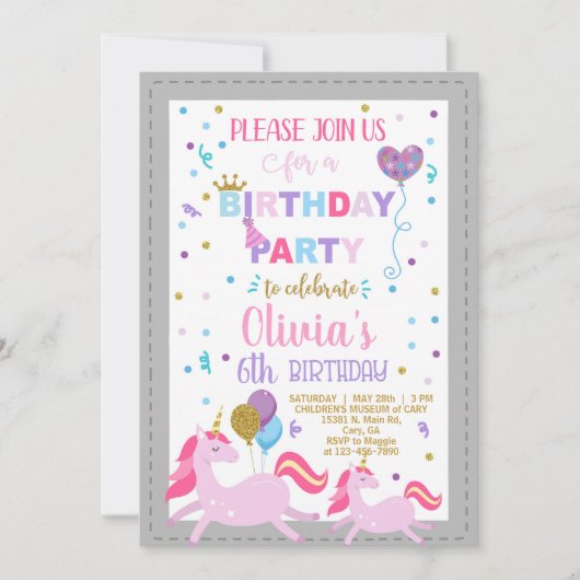 Invitation d'anniversaire de la fête royale de la  (Devant)