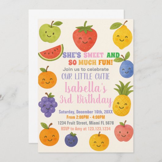 Invitation d'anniversaire de la fête tropicale (Devant / Derrière)