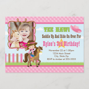 Invitation d'anniversaire de la fille 5x7 Carte Br