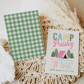 Invitation d'anniversaire de la fille au camping