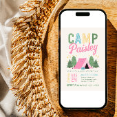 Invitation d'anniversaire de la fille au camping