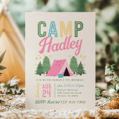 Invitation d'anniversaire de la fille au camping