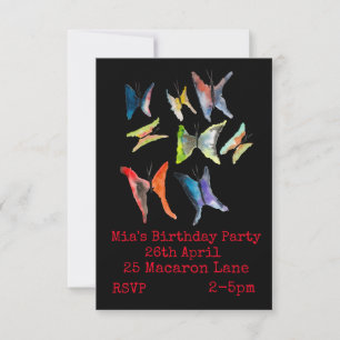 Invitation d'anniversaire de la fille aux papillon
