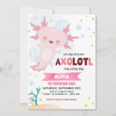 Invitation d'anniversaire de la fille Axolotl rose (Devant)