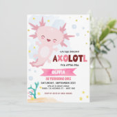Invitation d'anniversaire de la fille Axolotl rose (Debout devant)