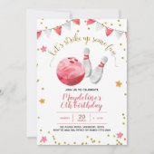 Invitation d'anniversaire de la fille Bowling (Devant)
