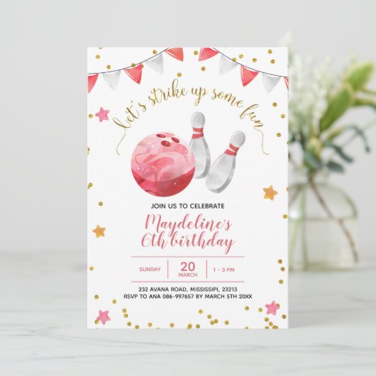 Invitation d'anniversaire de la fille Bowling (Debout devant)