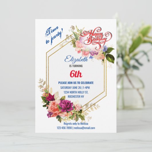 INVITATION D'ANNIVERSAIRE DE LA FILLE DE 6 ANS (Debout devant)