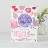 Invitation d'anniversaire de la fille de bal Disco (Debout devant)