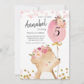 Invitation d'anniversaire de la fille de fleurs (Devant)