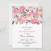 Invitation d'anniversaire de la fille de jardin fl (Devant)