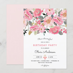 Invitation d'anniversaire de la fille de jardin fl